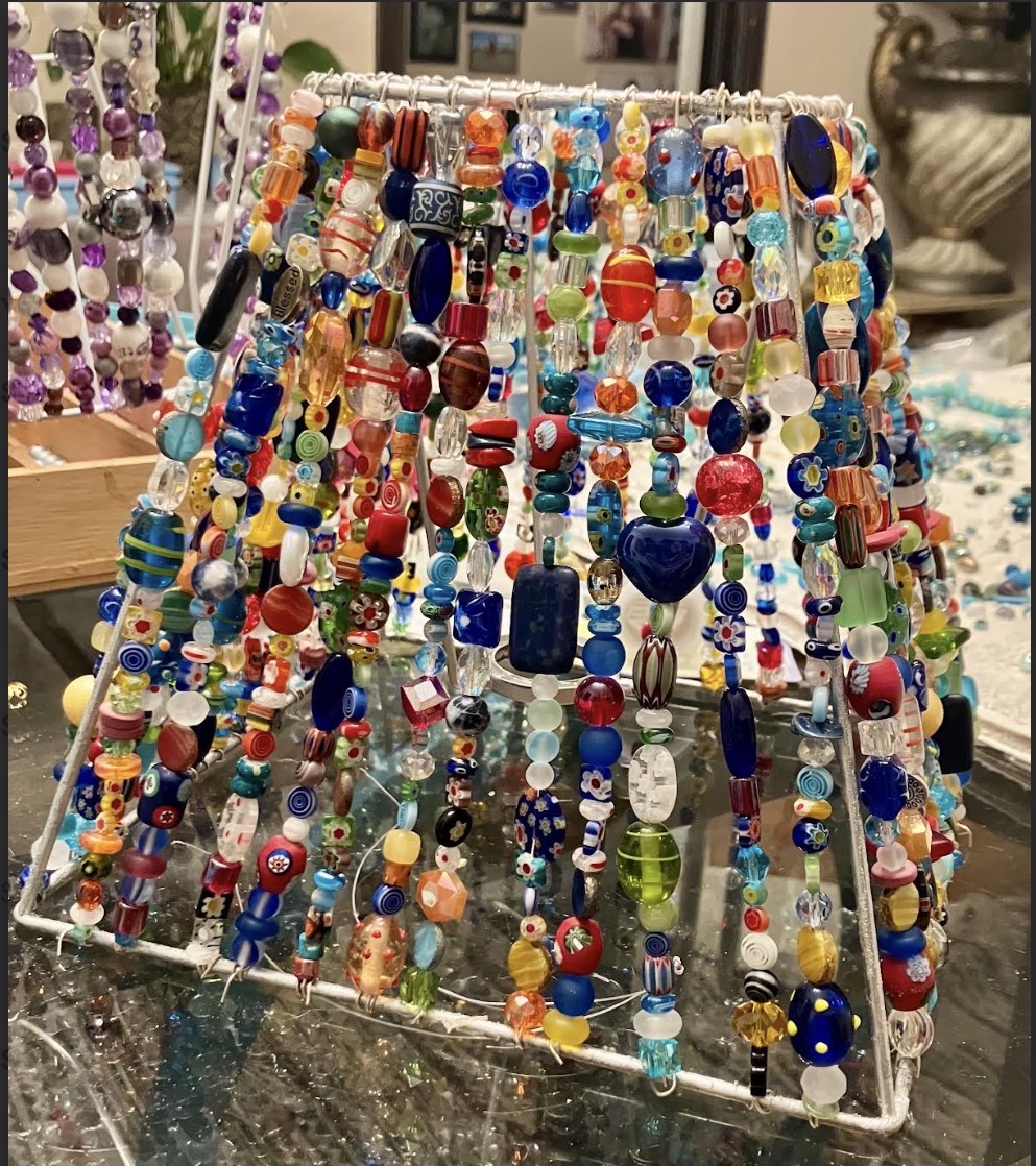 Lauri Rosen's real millefiori Beaded Light in progress